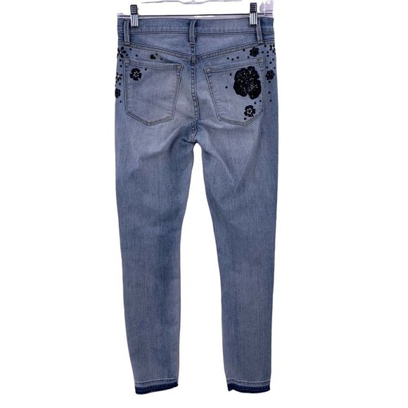 Juicy Couture Distressed Denim Beaded Raw Hem Skinny Jeans Size 25 - Picture 6 of 7